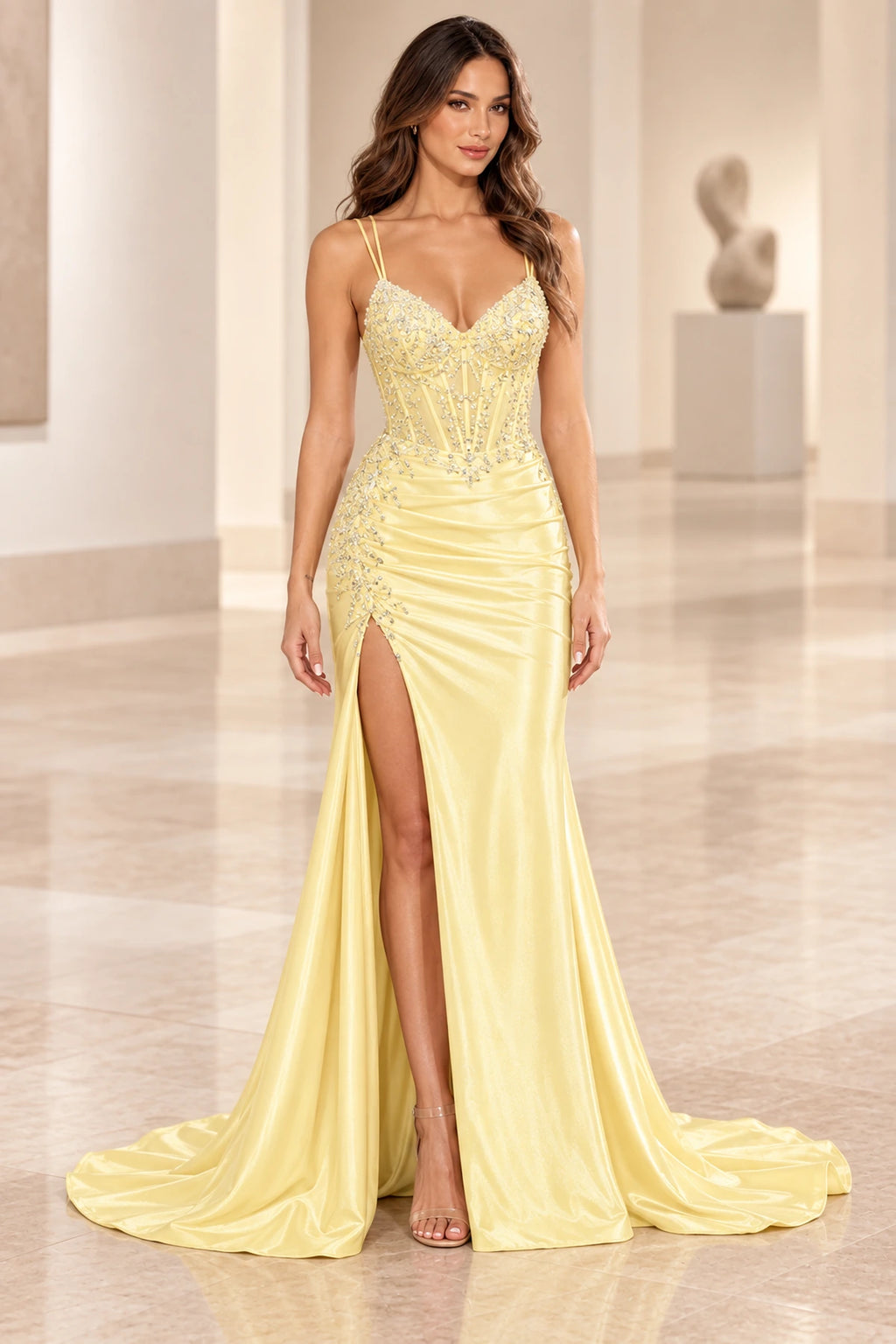 Elegant Mermaid Sweetheart Sleeveless Corset Back Long Prom Dress
