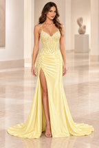 Elegant Mermaid Sweetheart Sleeveless Corset Back Long Prom Dress