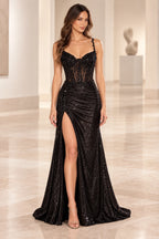 Elegant Mermaid Sweetheart Sleeveless Corset Back Long Prom Dress