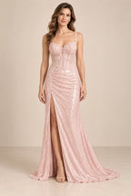 Elegant Mermaid Sweetheart Sleeveless Corset Back Long Prom Dress
