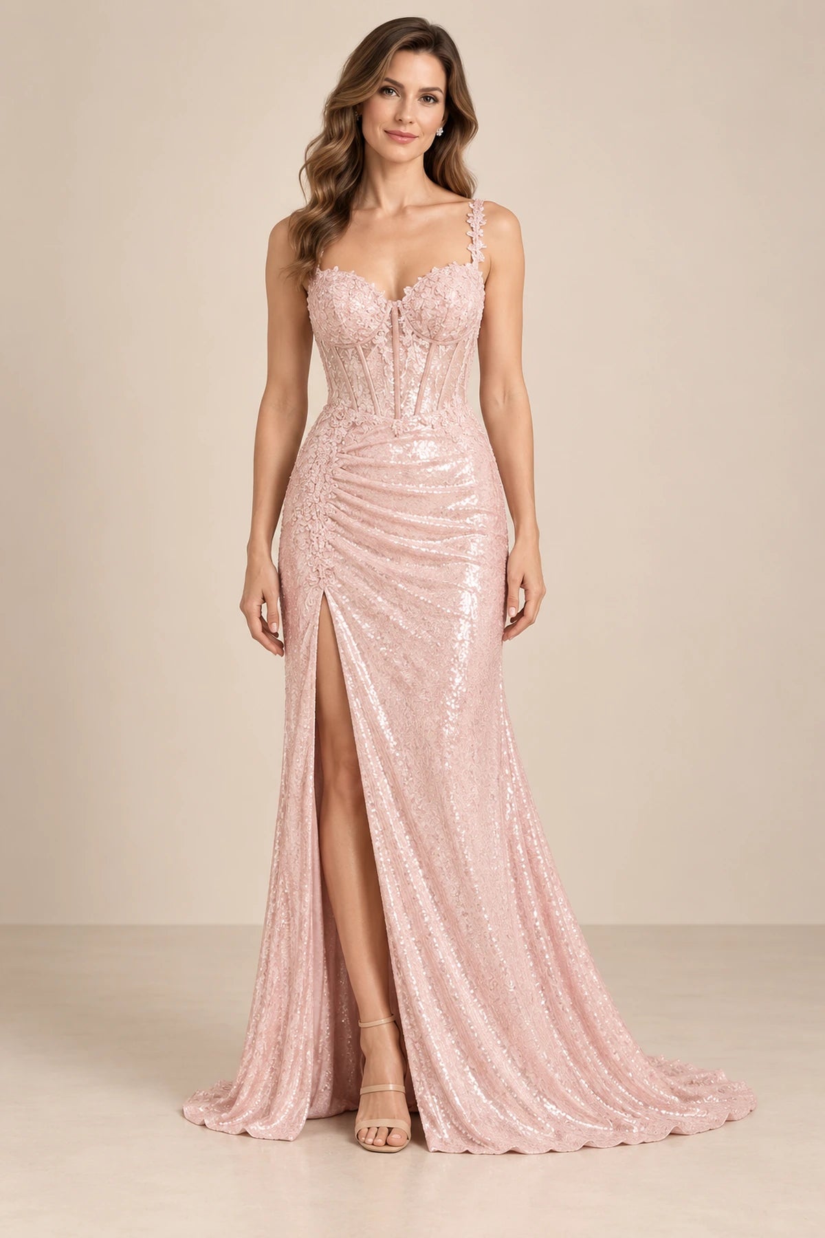 Elegant Mermaid Sweetheart Sleeveless Corset Back Long Prom Dress