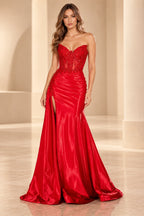 Elegant Mermaid Sweetheart Sleeveless Corset Back Long Prom Dress