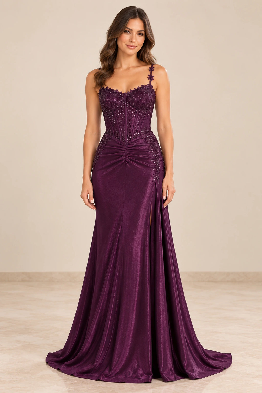 Elegant Mermaid Sweetheart Sleeveless Corset Back Long Prom Dress