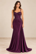 Elegant Mermaid Sweetheart Sleeveless Corset Back Long Prom Dress