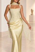 Elegant Sheath Square Neck Sleeveless Lace Up Back Maxi Evening Dress
