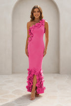 Romantic Sheath One-Shoulder Sleeveless Zipper-Back Floor-Length Wedding Guest Dress