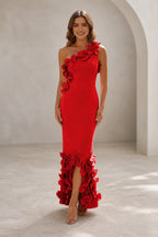 Romantic Sheath One-Shoulder Sleeveless Zipper-Back Floor-Length Wedding Guest Dress