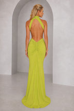Striking Sheath Halter Neck Sleeveless Open Back Floor-Length Prom Dress