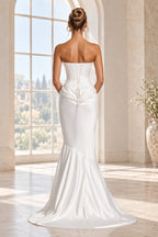 Corset lace up back detail of luxury mermaid formal evening gown