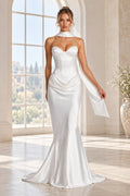 Elegant mermaid sweetheart strapless wedding guest dress by Graceprom