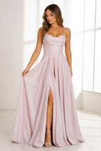 Dreamy A-Line Sweetheart Spaghetti-Strap Lace-Up-Back Floor-Length Prom Dress