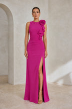 Elegant Sheath Jewel Neck Sleeveless V Back Long Wedding Guest Dress