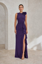 Elegant Sheath Jewel Neck Sleeveless V Back Long Wedding Guest Dress