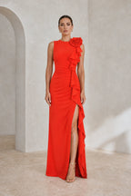 Elegant Sheath Jewel Neck Sleeveless V Back Long Wedding Guest Dress