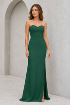 Refined Sheath Sweetheart Neckline Strapless Zipper Back Floor Length Bridesmaid Dress