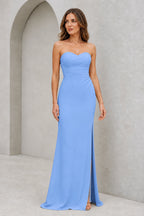 Refined Sheath Sweetheart Neckline Strapless Zipper Back Floor Length Bridesmaid Dress