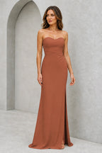 Refined Sheath Sweetheart Neckline Strapless Zipper Back Floor Length Bridesmaid Dress