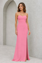 Refined Sheath Sweetheart Neckline Strapless Zipper Back Floor Length Bridesmaid Dress