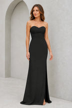 Refined Sheath Sweetheart Neckline Strapless Zipper Back Floor Length Bridesmaid Dress