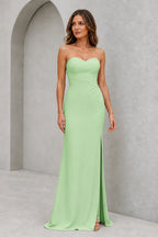 Refined Sheath Sweetheart Neckline Strapless Zipper Back Floor Length Bridesmaid Dress