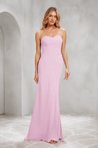 Refined Sheath Sweetheart Neckline Strapless Zipper Back Floor Length Bridesmaid Dress
