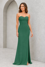 Refined Sheath Sweetheart Neckline Strapless Zipper Back Floor Length Bridesmaid Dress