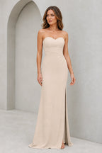 Refined Sheath Sweetheart Neckline Strapless Zipper Back Floor Length Bridesmaid Dress