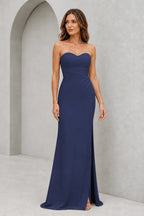 Refined Sheath Sweetheart Neckline Strapless Zipper Back Floor Length Bridesmaid Dress