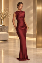 Sophisticated Mermaid High Neck Sleeveless Lace Up Back Maxi Wedding Guest Dress