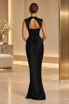 Sophisticated Mermaid High Neck Sleeveless Lace Up Back Maxi Wedding Guest Dress