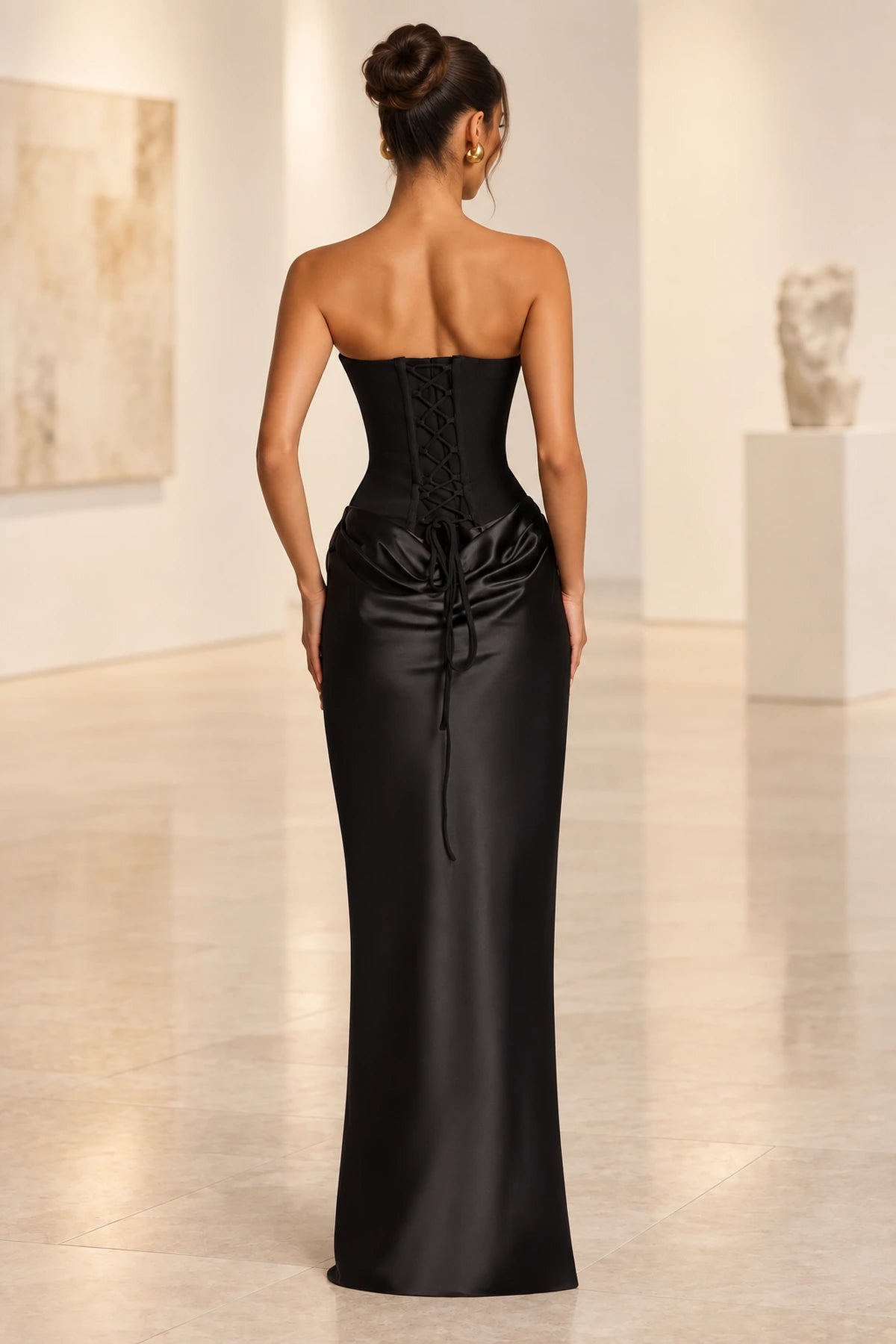 Elegant Mermaid Sweetheart Strapless Lace Up Back Long Bridesmaid Dress