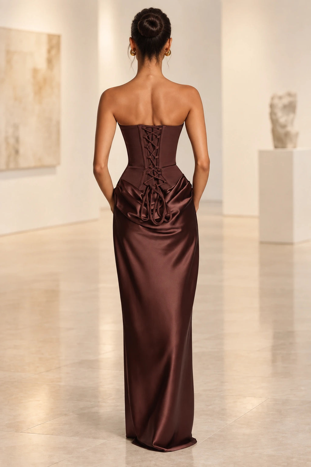 Elegant Mermaid Sweetheart Strapless Lace Up Back Long Bridesmaid Dress