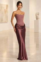 Elegant Mermaid Sweetheart Strapless Lace Up Back Long Bridesmaid Dress