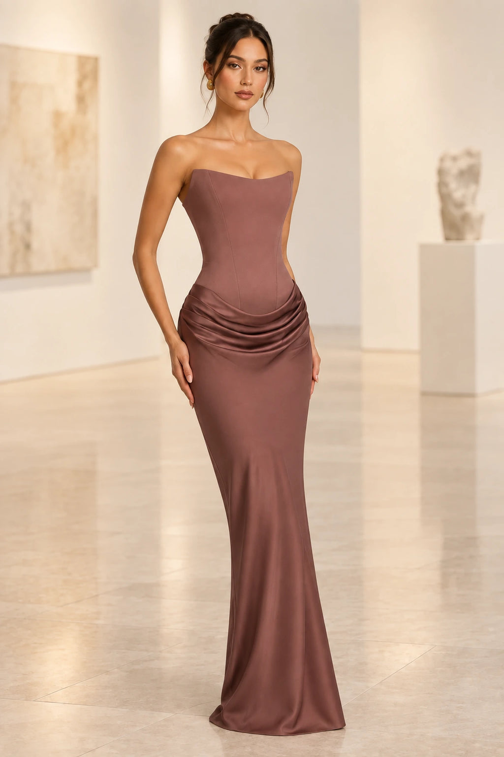 Elegant Mermaid Sweetheart Strapless Lace Up Back Long Bridesmaid Dress