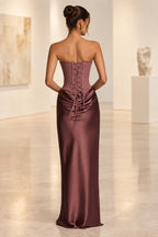 Elegant Mermaid Sweetheart Strapless Lace Up Back Long Bridesmaid Dress