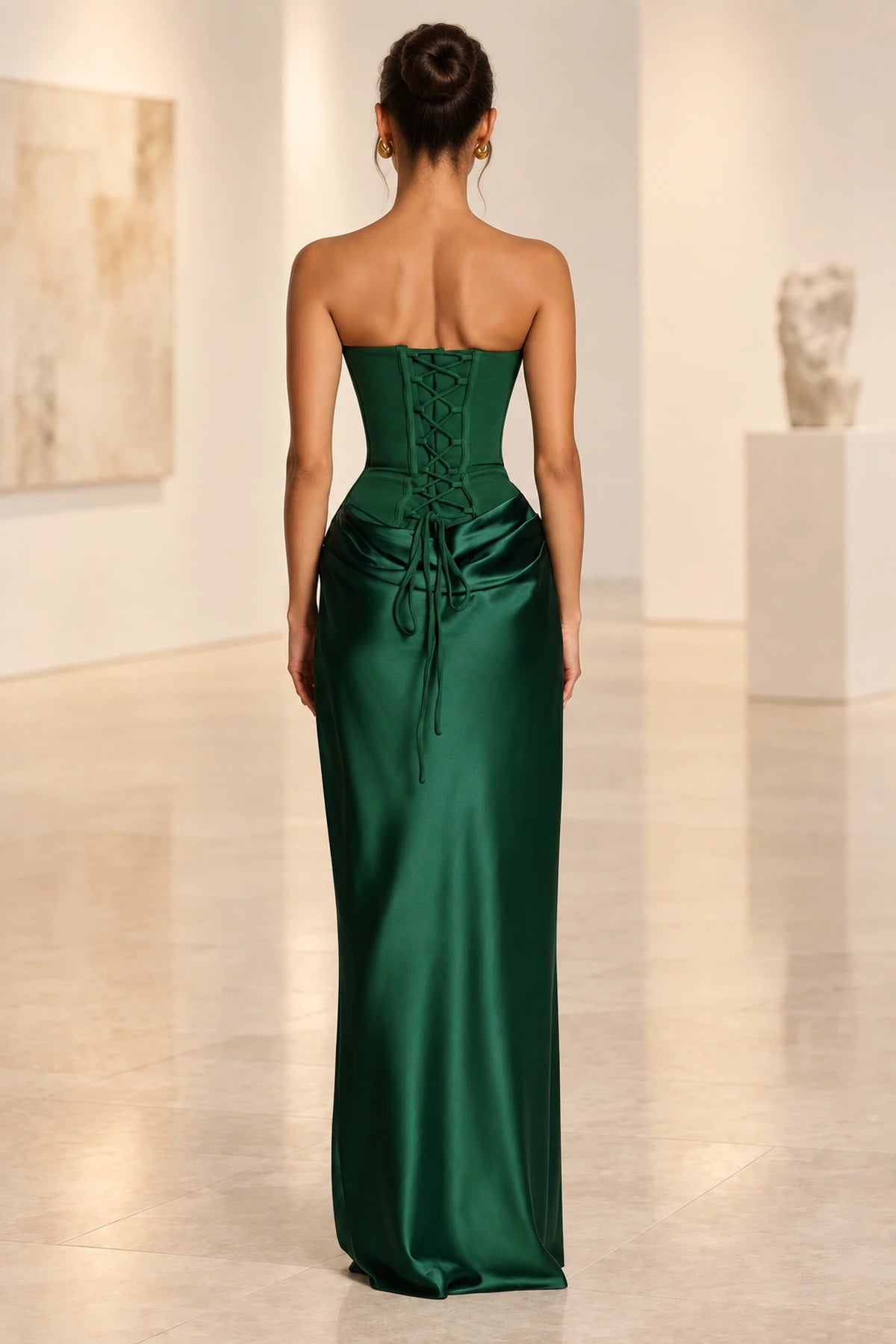 Elegant Mermaid Sweetheart Strapless Lace Up Back Long Bridesmaid Dress