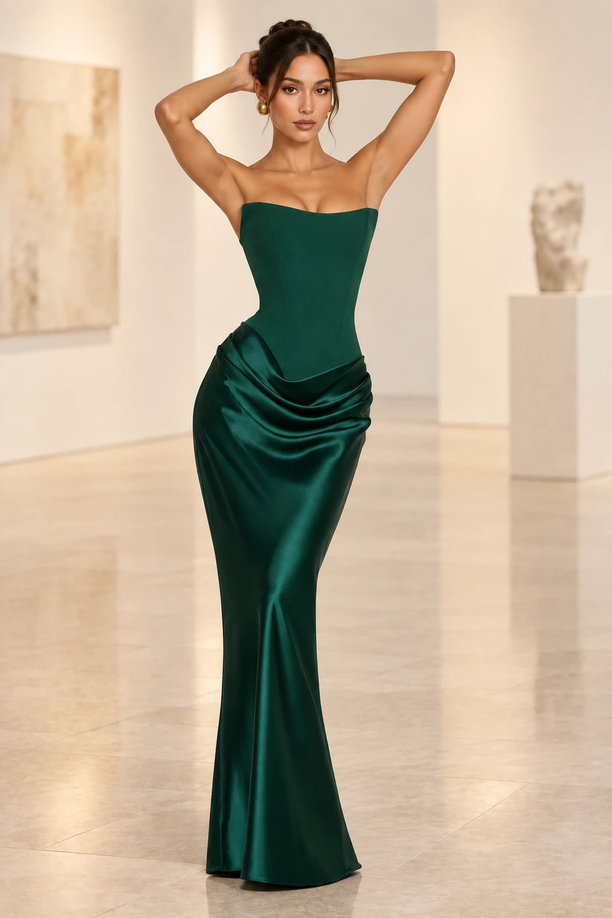 Elegant Mermaid Sweetheart Strapless Lace Up Back Long Bridesmaid Dress