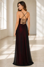 Sleek Sheath Sweetheart Neck Spaghetti Strap Lace-Up Back Floor-Length Prom Dress