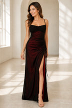 Sleek Sheath Sweetheart Neck Spaghetti Strap Lace-Up Back Floor-Length Prom Dress