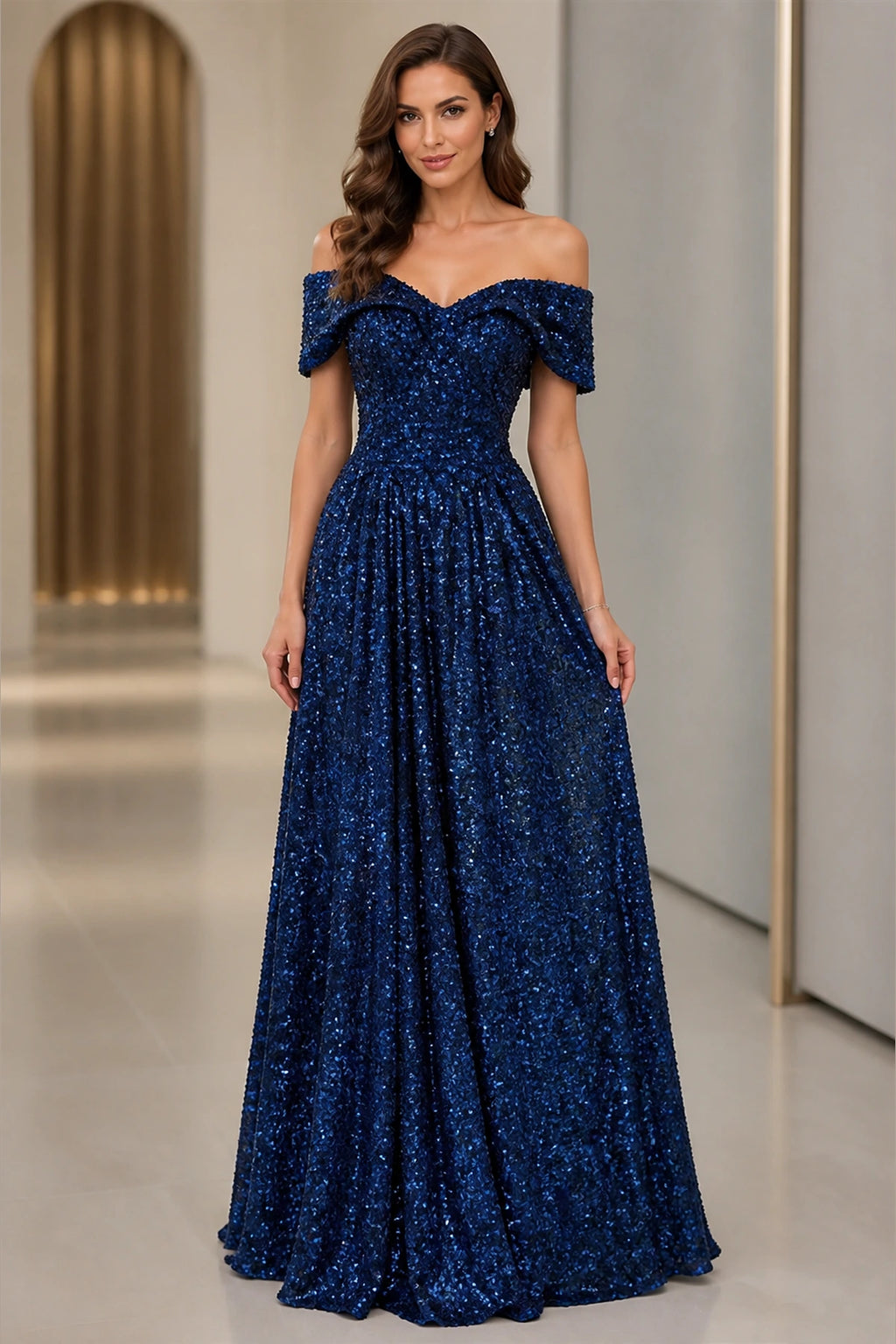 Radiant A-Line Sweetheart Off-Shoulder Lace-Up Floor-Length Prom Dress