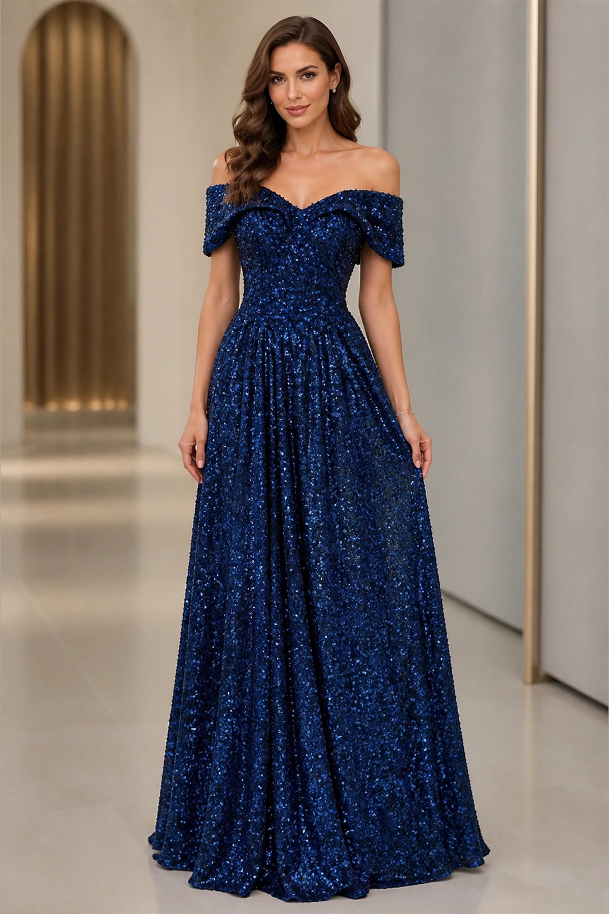 Radiant A-Line Sweetheart Off-Shoulder Lace-Up Floor-Length Prom Dress