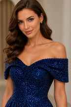 Radiant A-Line Sweetheart Off-Shoulder Lace-Up Floor-Length Prom Dress