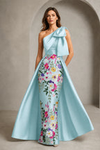 Refined A-Line One-Shoulder Sleeveless Zipper-Back Floor-Length Mother of the Bride Dress