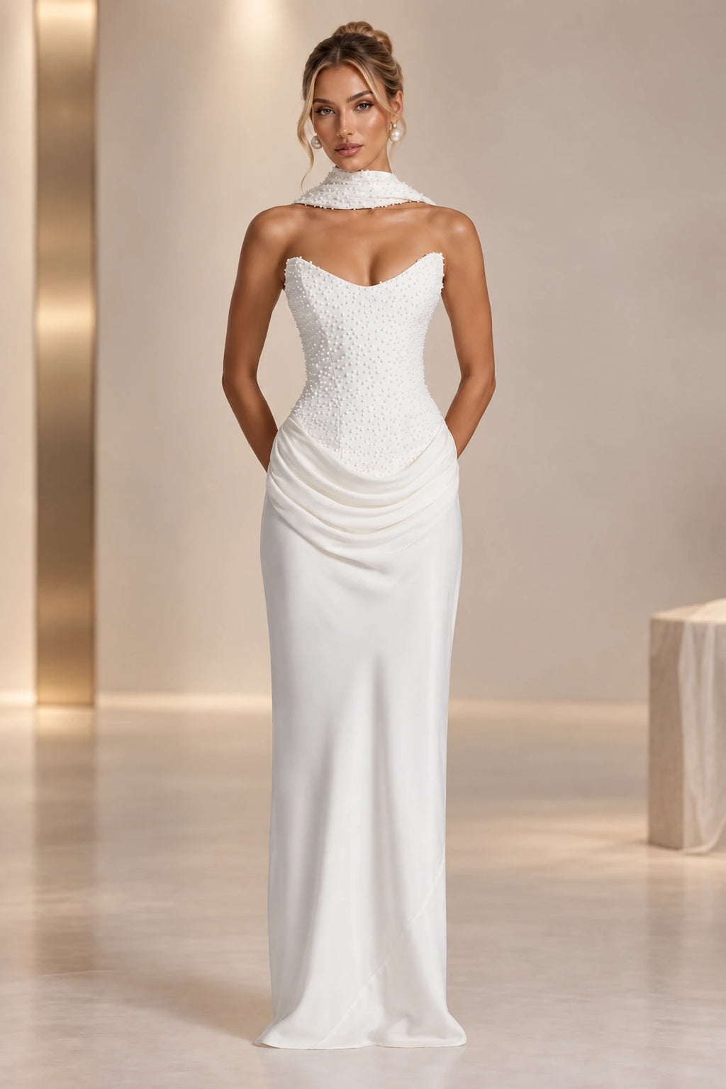 Elegant Mermaid Sweetheart Strapless Lace Up Back Long Wedding Guest Dress