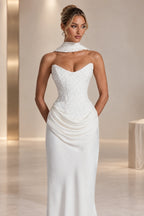 Elegant Mermaid Sweetheart Strapless Lace Up Back Long Wedding Guest Dress