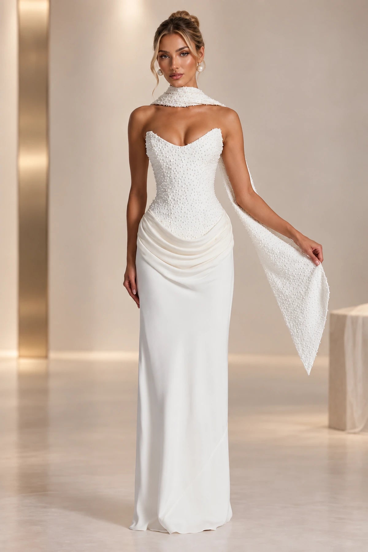 Elegant Mermaid Sweetheart Strapless Lace Up Back Long Wedding Guest Dress
