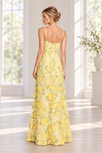Dreamy A Line V Neck Spaghetti Strap Open Back Floor Length Bridesmaid Dress