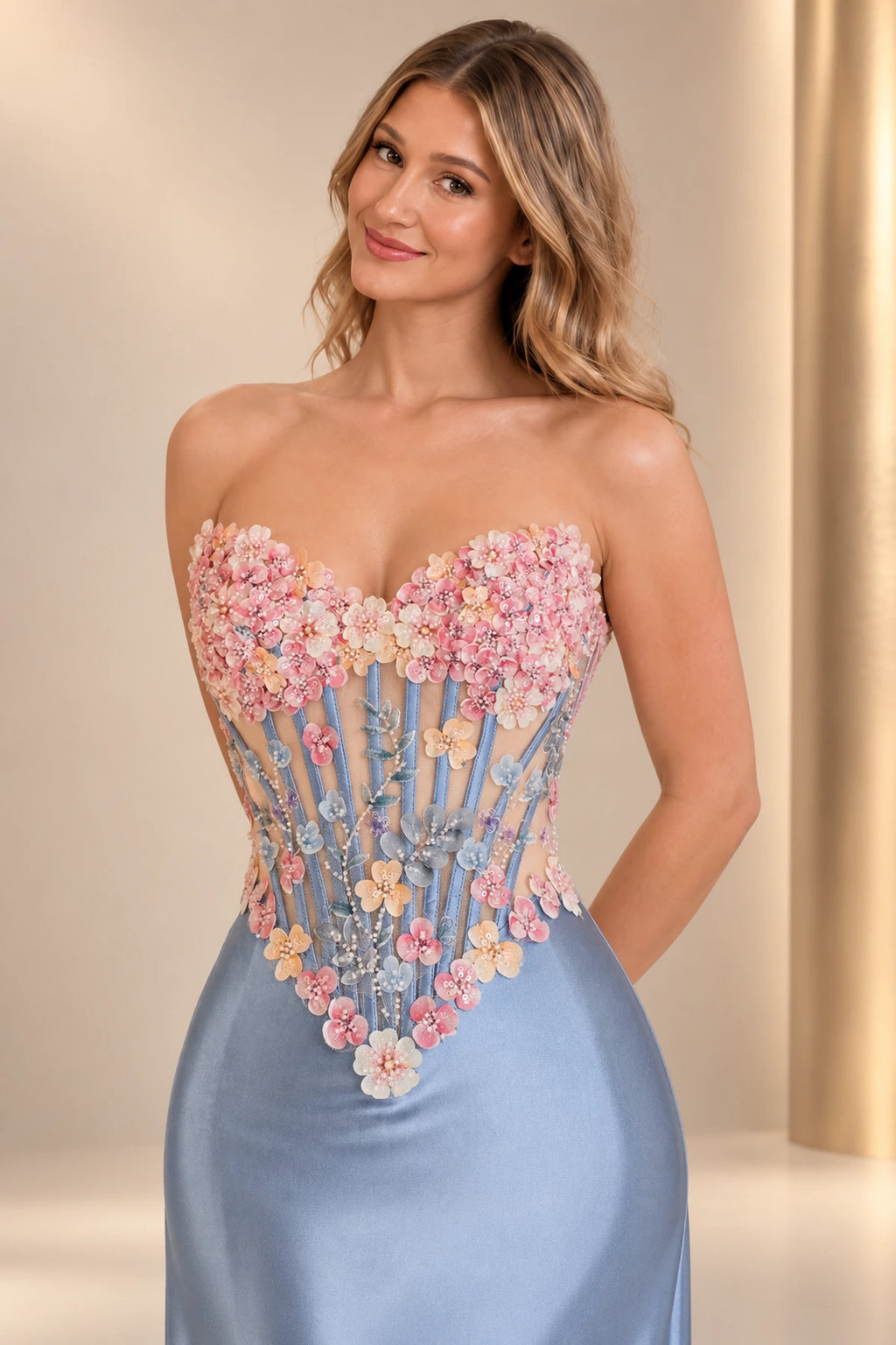 Romantic Mermaid Sweetheart Sleeveless Lace Corset Floor Length Prom Dress
