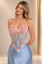 Romantic Mermaid Sweetheart Sleeveless Lace Corset Floor Length Prom Dress