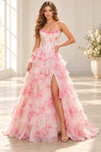 Romantic A Line Sweetheart Sleeveless Structured Back Long Prom Dress